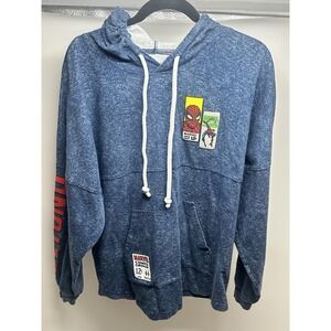 Marvel‎ Spider-Man Men's Hoodie Size L - Vintage Comic Style Blue Pullover